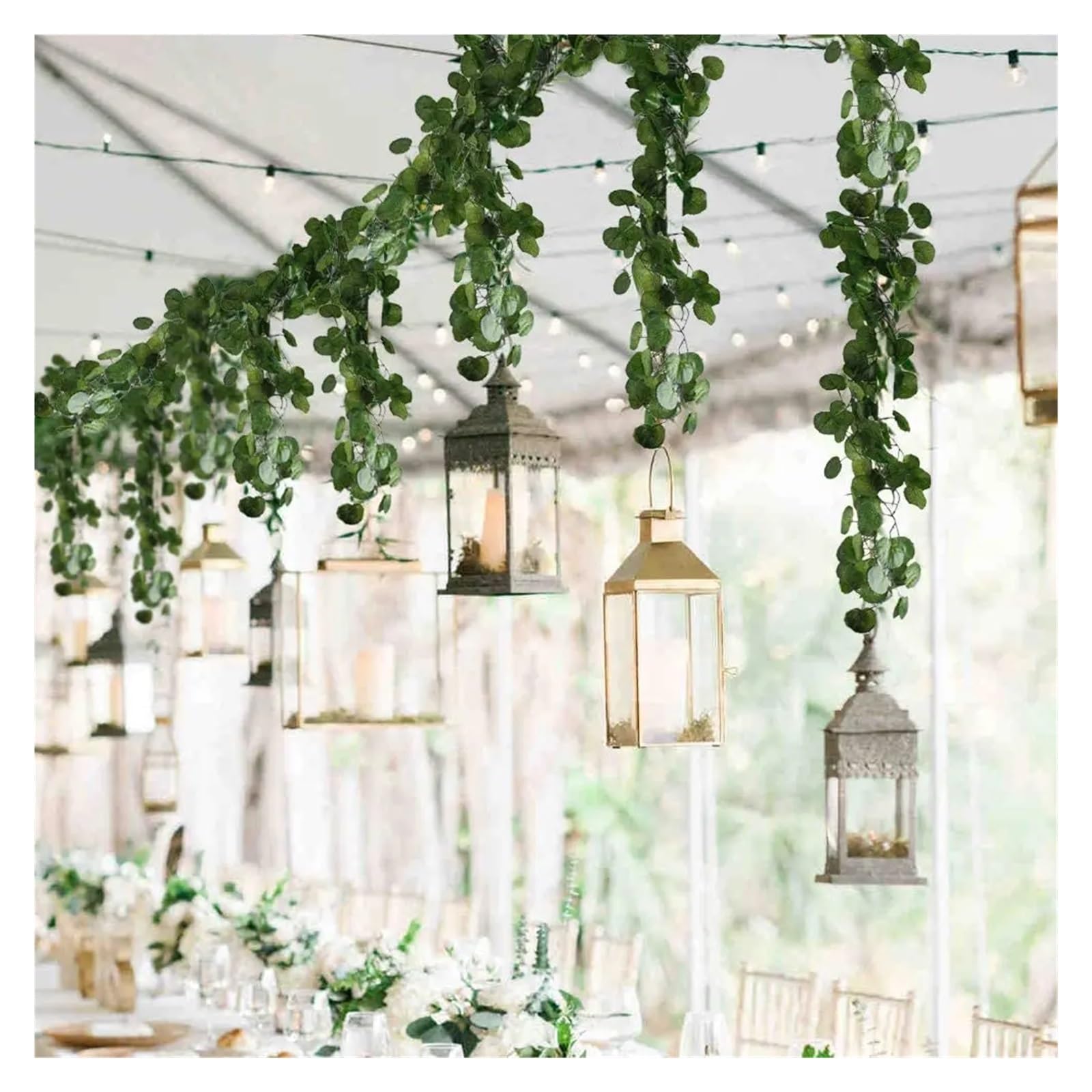 Pianta Finta Cadente 24 PZ 2 M Edera Artificiale Verde Ghirlanda Viti Finte Piante Appese Sfondo Foglia Verde for La Decorazione Della Festa Nuziale(3)