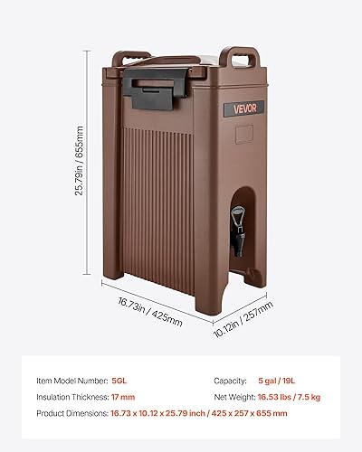 Miniatura 37 de VEVOR Dispensador de bebidas aislado, servidor térmico de bebidas de acero inoxidable de 3.2 galones/12L con espiga y pantalla de temperatura