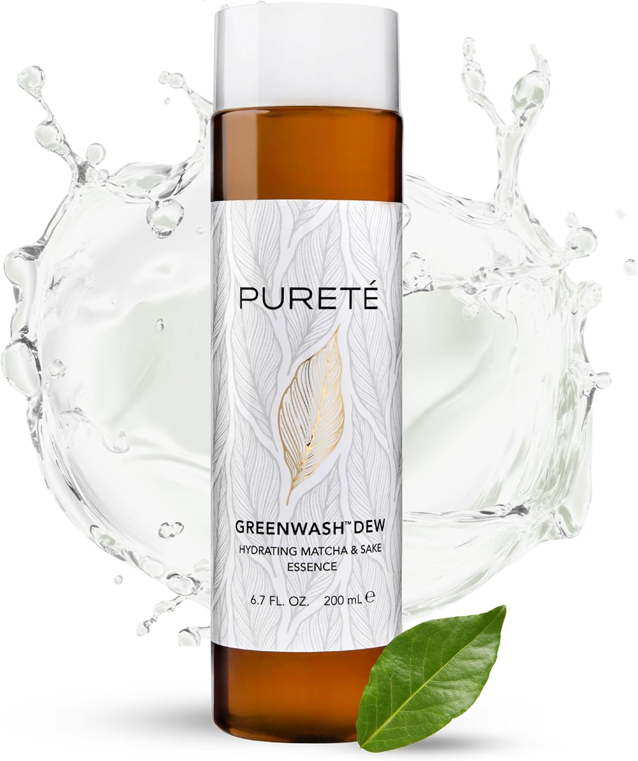 Pureté Greenwash Dew Essence Infused with ECOCERT Matcha & Fermented Sake | Anti-Oxidant Hydrating Treatment Toner for Post-Cleansed Skin | Made in Japan | 6.7 oz.