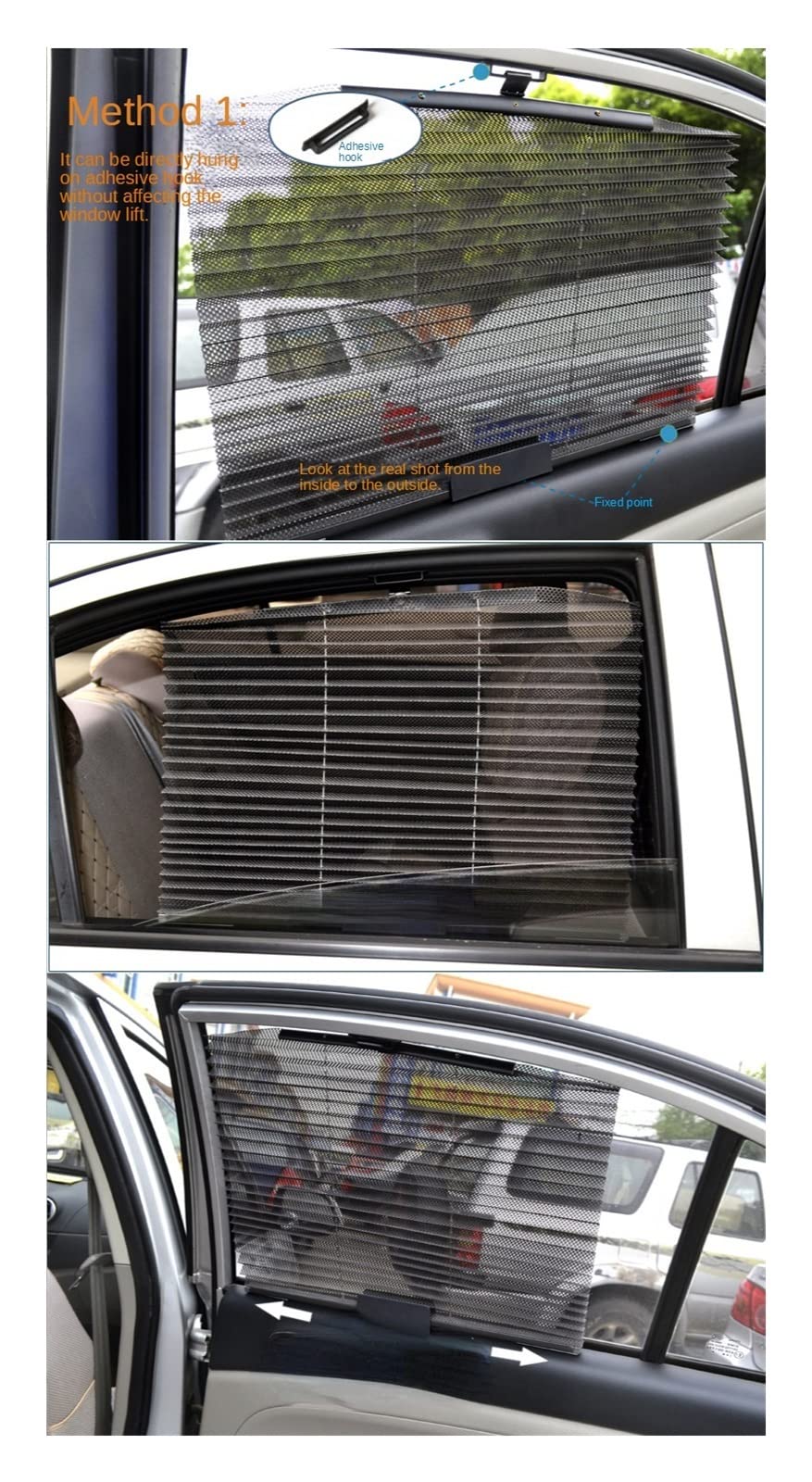 Parasoles Parasol Retráctil Automático para Coche 4 Uds. Parasol Malla para Ventana Lateral Coche Protector Solar Cortinas Protección UV Parasol Ventana Coche (Tamaño : 4PCS Beige)