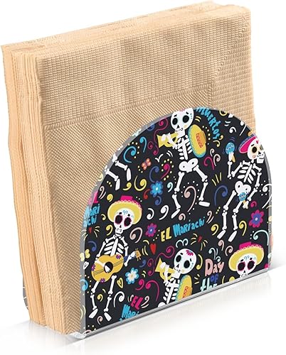 Servilletero de fiesta de calavera de azúcar de Halloween para mesa, dispensadores de servilletas de tejido acrílico, servilleteros de cóctel para