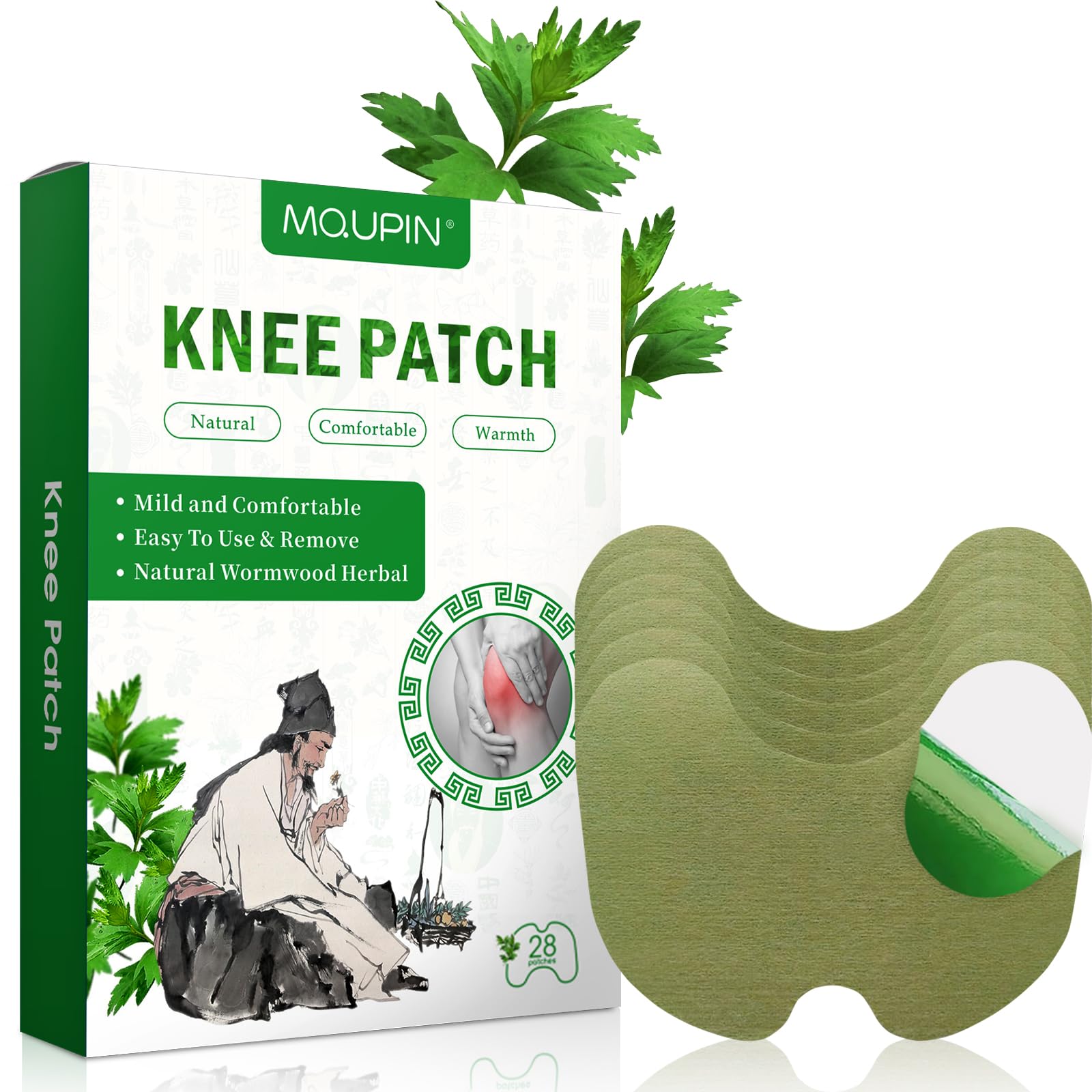 MQUPIN Knee Patches, Natural Knee Patch for Bone On Bone, for Back, Neck, Shoulder, Waist (28)