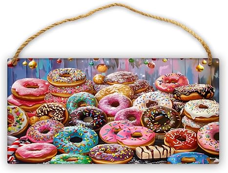 CDSASHCA Craft Wooden Hanging Picture doughnut,Rustic Living room,Kitchen,Restaurant Wall decor Art Plaque Signs,Classic doughnut Modern Styles Wood Poster,for doughnut Enthusiast Funny Gift 6x12 inch