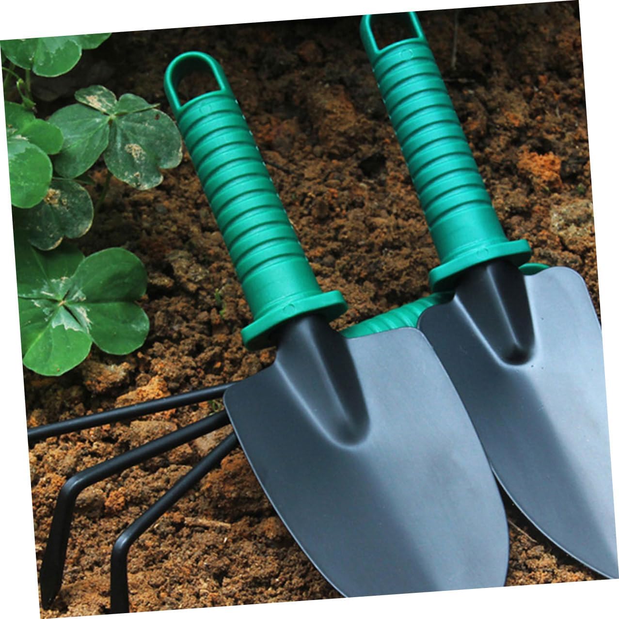 TIDTALEO 5pcs Portable Garden Tool Set with Steel Shovel, Rake, and Pruners in Carrying Case for Outdoor Planting and Gardening Tasks