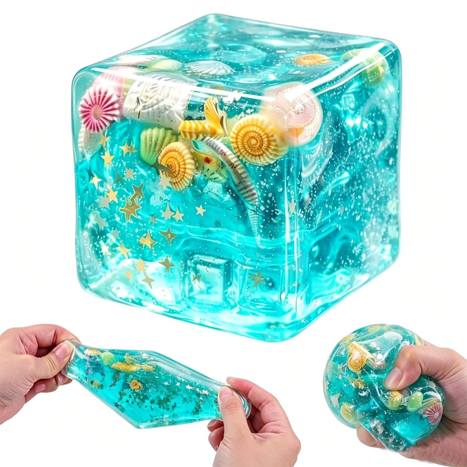 Ice Cube Squishy Toy, Soft Squeeze Fidget Toys for Anxiety Relief and Focus