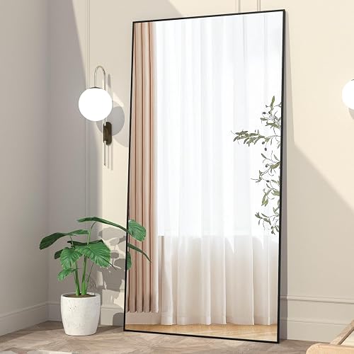 NEUWEABY Full Length Mirror 71"x26" Floor Mirror Large Black Mirror Body Rectangle Mirror for Bedroom Living Room Standing Hanging or Leaning Against Wall Aluminum Alloy Frame - Rectangle-black - 71L x 26W inches