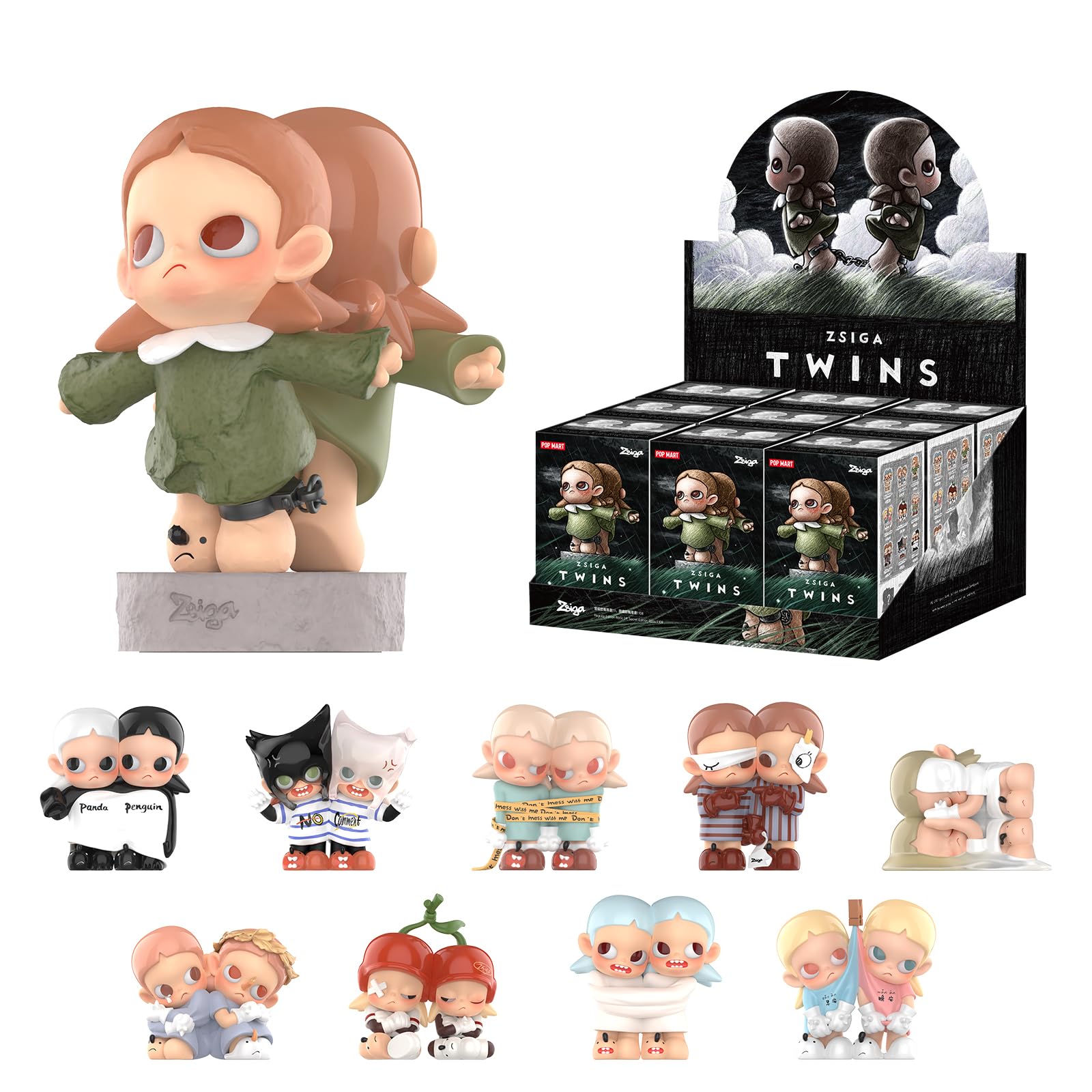 POP MART Zsiga Twins Series Blind Box Figures, Random Design 