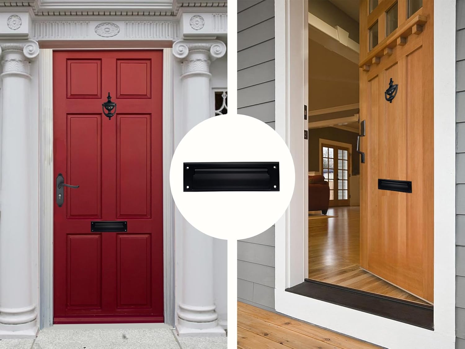 QCAA Solid Brass Mail Slot, with Solid Brass Interior Frame and Solid Brass Back Plate, 8-7/8''X2-7/8, Matte Black, 1 Pack, Made in Taiwan