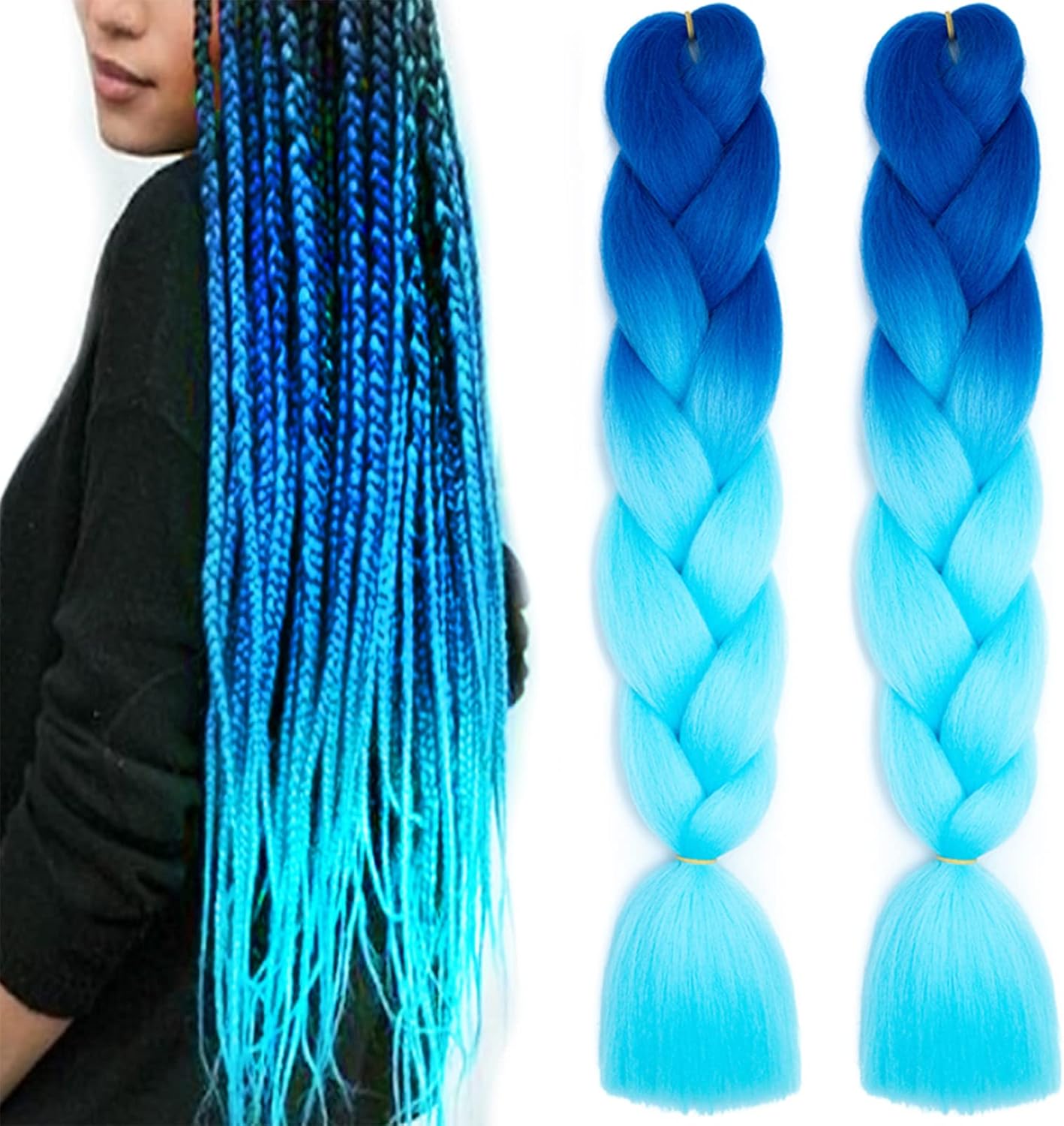 (2 Pack) 24"Ombre Jumbo Braiding Hair Extensions, MH MOIHSING High Temperature Synthetic Fiber