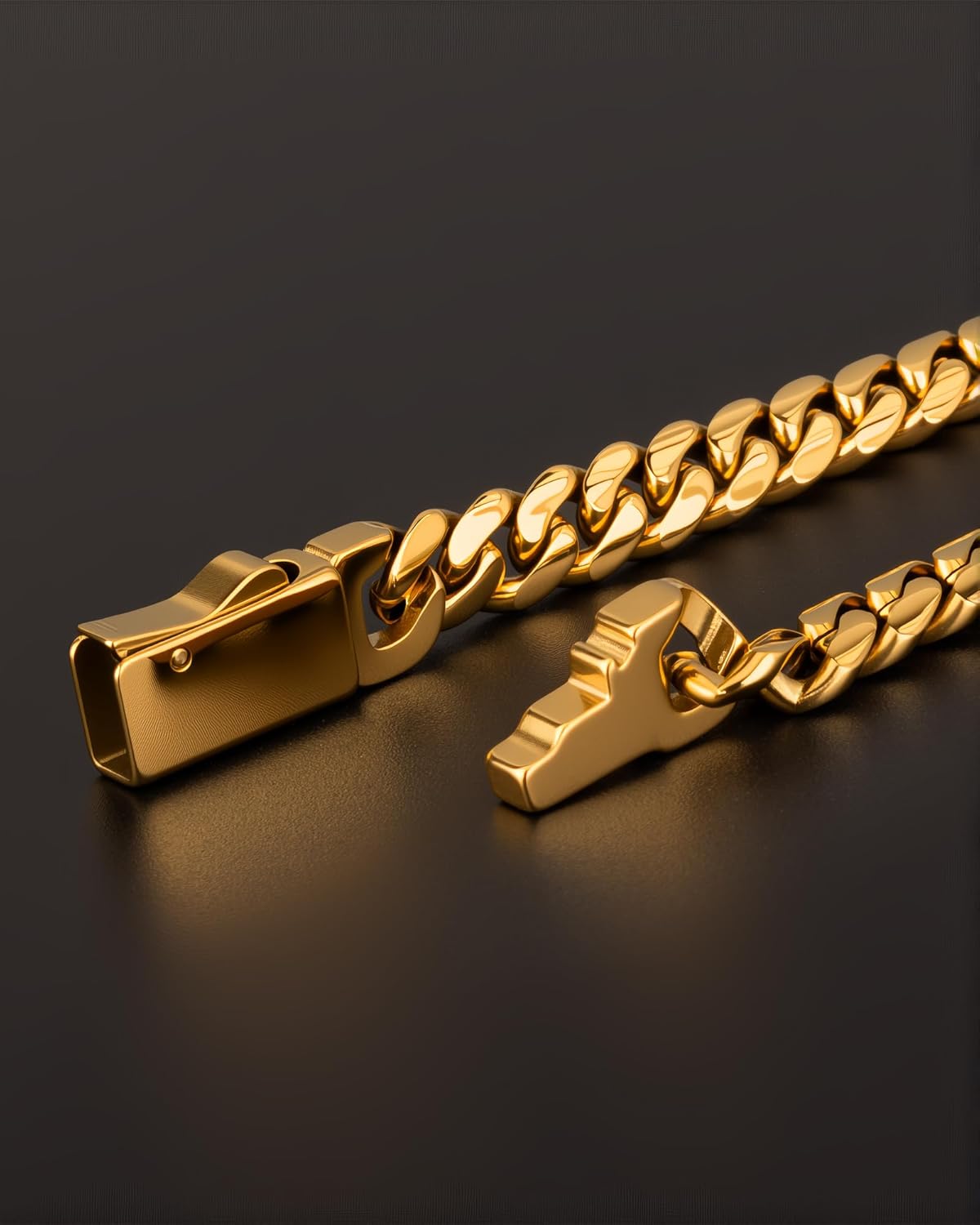 Cuban Link Chain for Men 5mm 18K Gold Plated Gold Silver Mens Necklace, 316L Stainless Steel Miami Curb Chain 18 20 22 24 Inch, Durable Waterproof Hip Hop Jewelry Gift for Him, Everyday Wear