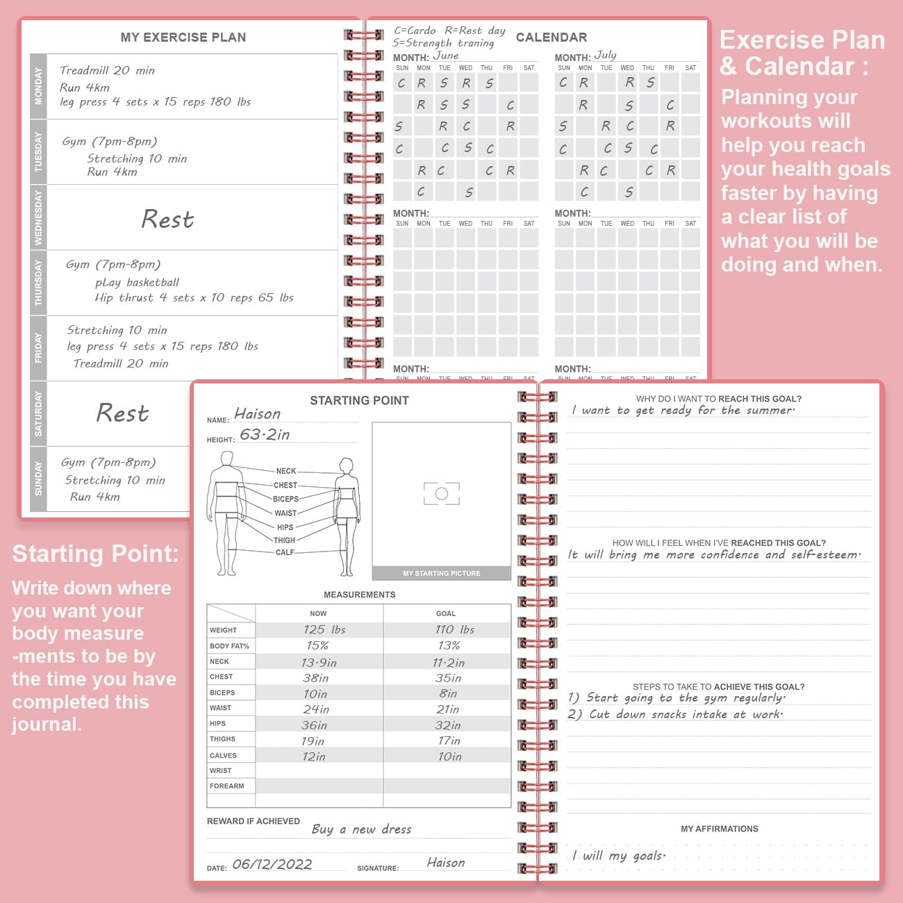 Weekly Meal Planner - A5 Weekly & Daily Meal Prep Journal with Shopping and Grocery Lists for Menu Planning, 93 Sheets/186 Pages Healthy Diet & Weight Loss Tracking, Undated, 52 Weeks, Lasts 1 Year image 3