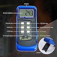 Vista 5 de Termómetro de Termopar Digital Tipo K para HVAC, Termómetro de Doble Temperatura con 4 Termopares, Medición de Temperatura MÁX/MÍN/PROM, -50~1300°C