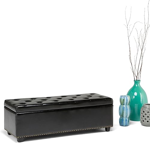 Miniatura 142 de Otomano rectangular de almacenamiento Simpli Home Hamilton, Marrón café Marrón café,Azul aguamarina,Cloud gris,Marrón desteñido,Marrón oscuro