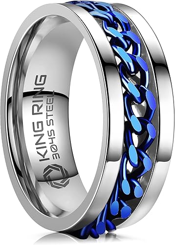 Vista 62 de King Ring 8mm Spinner Ring – Fidget Ring for Men & Women – Designed in USA Negro