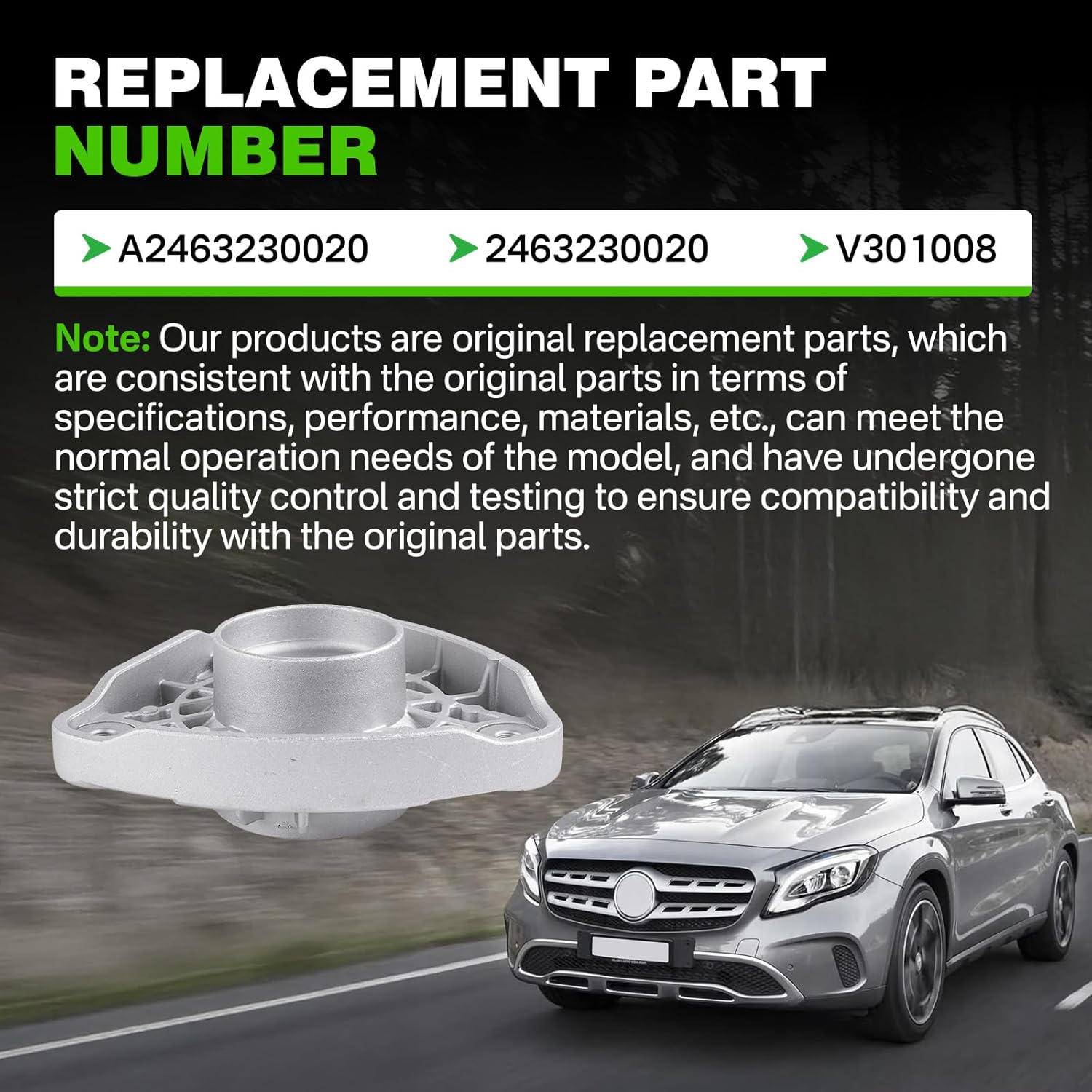 Front Driver or Passenger Side Suspension Strut Mount Compatible with Mercedes-Benz GLA250 2015-2017, CLA250 2014-2017, B250e 2016-2017, B Electric Drive 2014-2015 Replace A2463230020