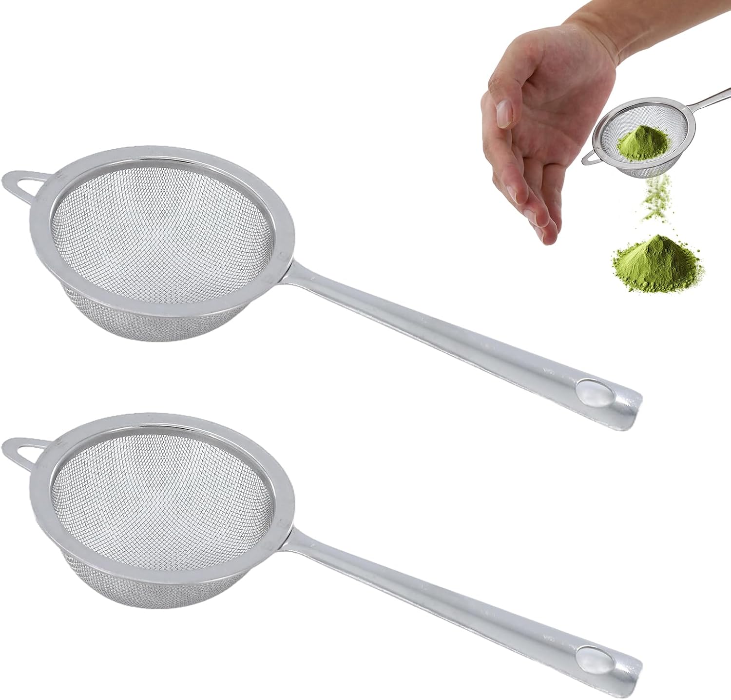 2 PCS Matcha Sifter, Stainless Steel Matcha Sieve Hand Small Mini Tea Strainer Fine Mesh, Eliminate Clumps In Matcha Green Tea Powder