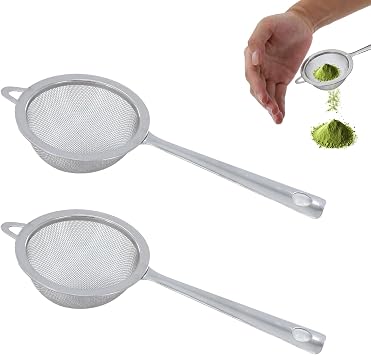 2 Pcs Matcha Sifter, Stainless Steel Matcha Sieve Hand Small Mini Tea Strainer Fine Mesh, Eliminate Clumps In Matcha Green Tea Powder