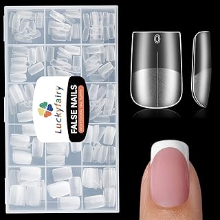 Short Square Nail Tips Soft Gel Nail Tips 504pcs Full Cover Pre-File Acrylic No C Curve Faster DIY Gel Nail Extensions Art Salon, 15 Sizes