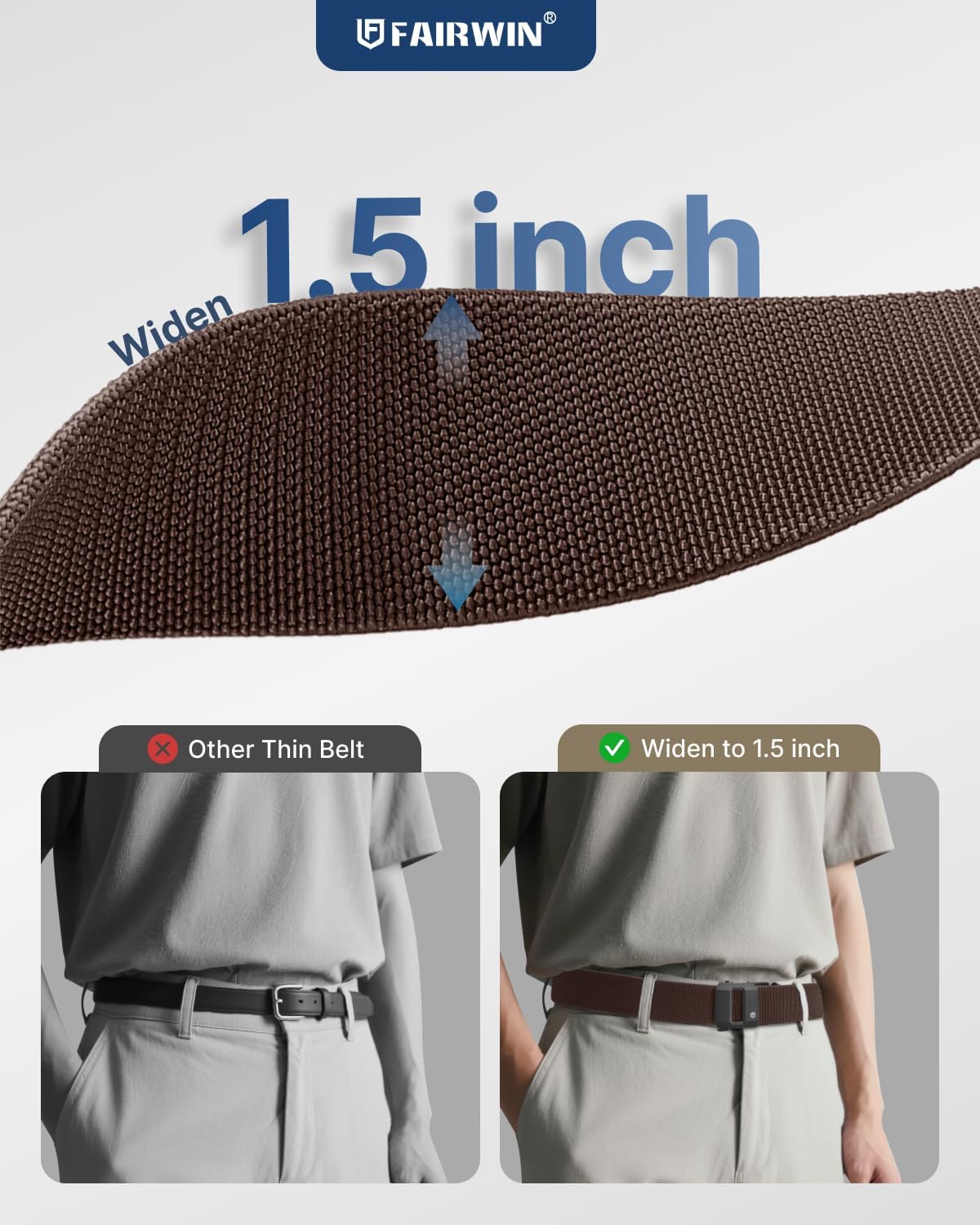 FAIRWIN Ratchet Belt Men - Tactical Stretch Nylon Web Work Belts, Gift for Casual Jeans, Pants, Golf, and Everyday Use - Image 5