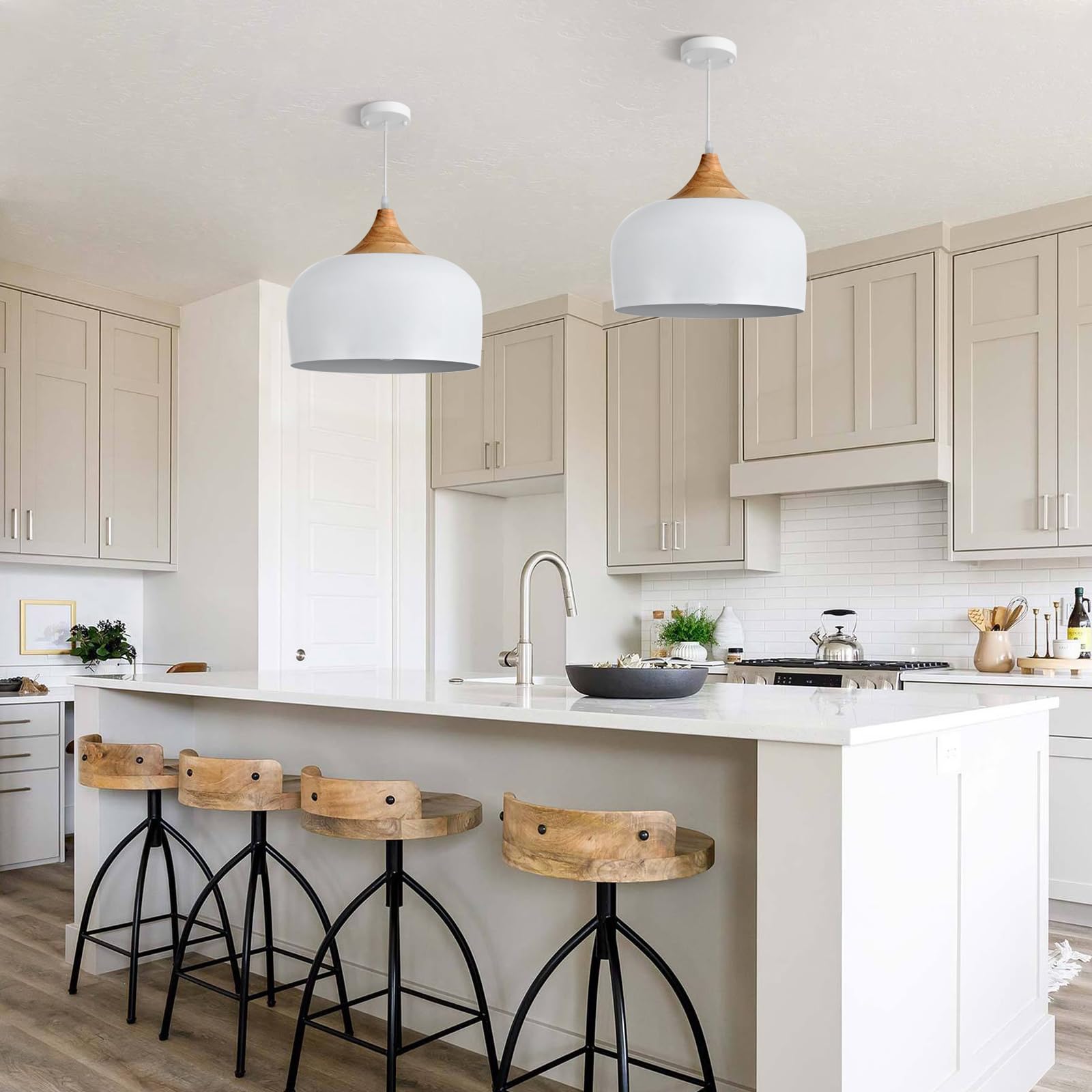 DOTCN Modern Solid Wood Pendant Light,Ceiling Hanging Lamp with