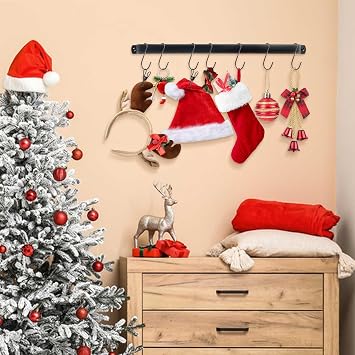 AQAREA Hat Rack Closet Storage Wall: 12 Adjustable Stainless Steel Clips and 17 Inch Hat Holder - Hat Hanger Display Space Saving - Tie Belt Hanger for Closet Storage Solution - 2 Pack