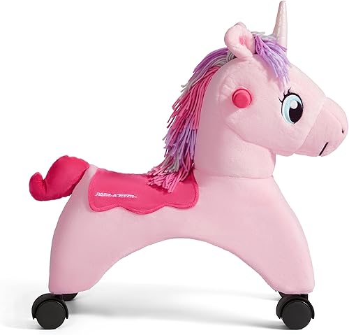 Miniatura 13 de Radio Flyer - Juguete para montar de Shimmer el unicornio mágico con luces y sonidos interactivos, para niños de 1 a 3 años, color rosado, mediano