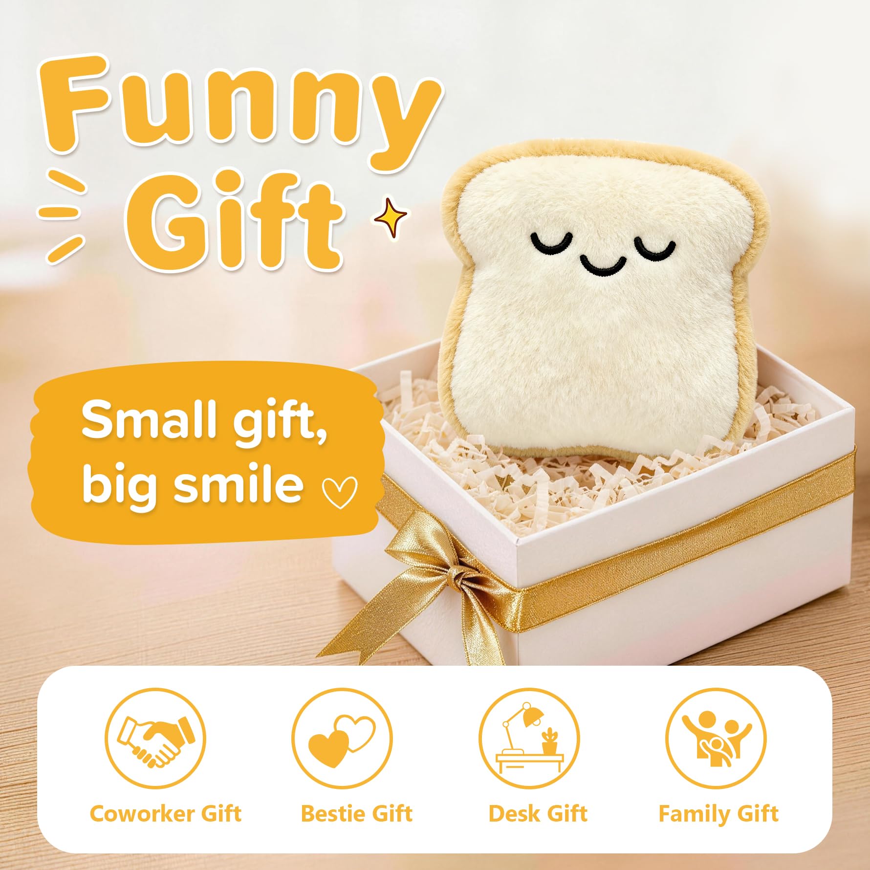 Ausener Weekie Wonders - Ciondolo a forma di toast emotivo, morbido peluche, regalo divertente per mamma, adolescenti, adulti e colleghi (confezione da 7, toast)
