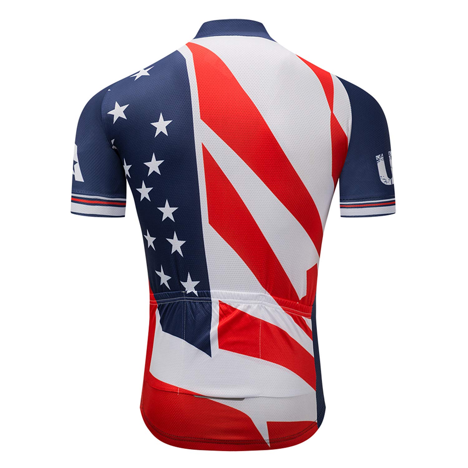 JPOJPO Men's Cycling Jersey USA Bike Shirt America Quick-Dry,Reflective,3-Pockets,S-3XL