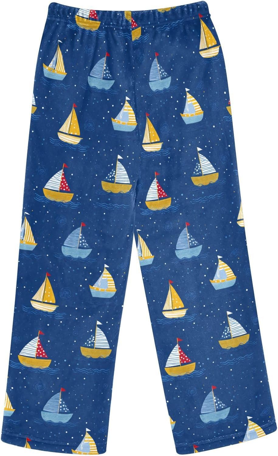 visesunny Cartoon Sailboats Boys Pants for Kids Fleece Bottoms Long Jogger Pants Trousers with Pockets Size 6-14Y