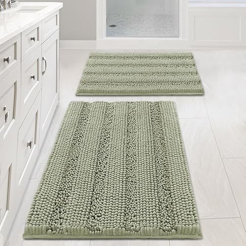 Miniatura 129 de H.VERSAILTEX Alfombras de baño antideslizantes extragruesas de felpilla a rayas 24" x 36" Absorbentes, antideslizantes, suaves, esponjosas