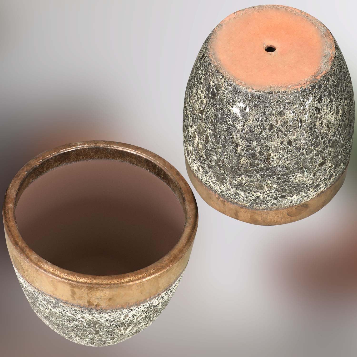 KOTARBAU® Vaso da fiori, altezza 41 cm ⌀ 46 cm, vaso per piante in ceramica dorato, vaso per fiori resistente al gelo, vasi per piante per esterno, vaso da fiori per interni ed esterni, vaso per