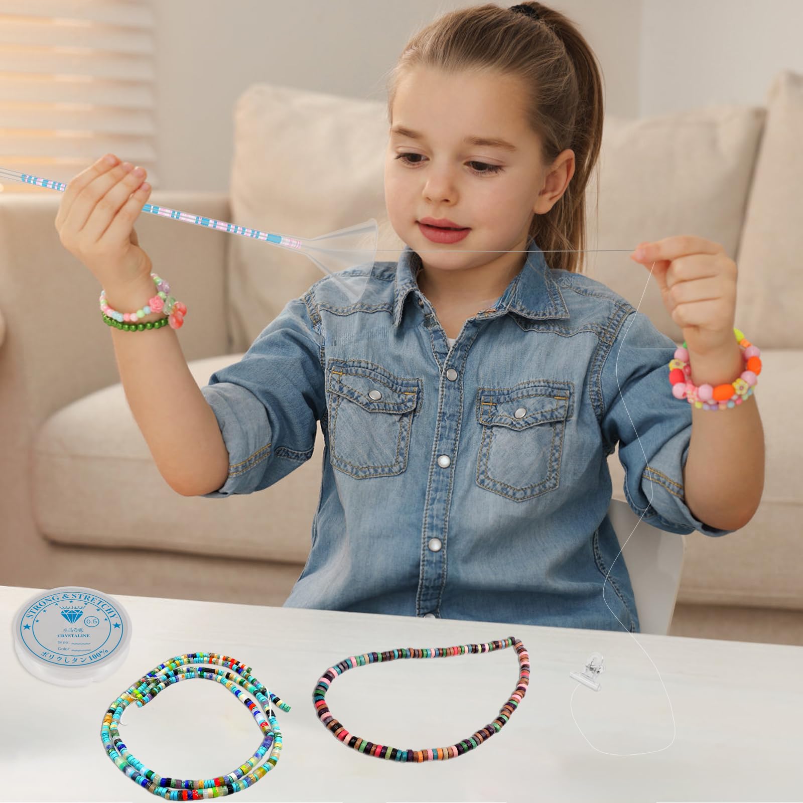 bigjvbfv Beading Funnel for Clay Beads, Clay Beads Bracelet Making Kit, Complete Beading Funnel Kit with Beading Needles Bead Clips Beaded for Jewelry Making,Necklace Making with Beading