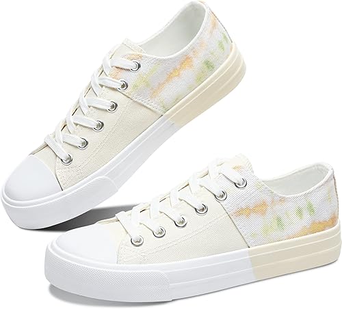 Obtaom Zapatos de lona unisex de caña baja, zapatillas de deporte de moda sin cordones para caminar