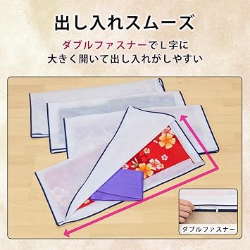 Astro Kimono Storage Case, 2 Way Opening, 4-piece Set, No Window, Kimono Storage Bag, Breathable Non-woven Fabric, Protects from Dust and Dirt, Tatou, Yukata Storage Bag, Zippered, 173-10