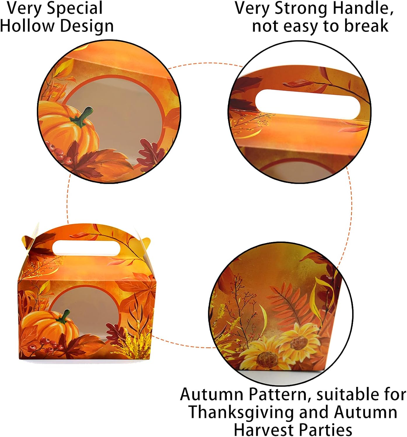 FRIDAY NIGHT Happy Thanksgiving Favor Boxes Fall Harvest Party Leaves Pumpkin Cupcake Box for Treat Candy Goodies (12pcs) (Orange) - Image 4