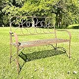 Marque: L'Héritier Du Temps L\'Héritier Du Temps Banc de Jardin Marguerite 2 Places Banquette de Jardin Fauteuil 2 Personnes en Métal Marron 51x91x112,5cm