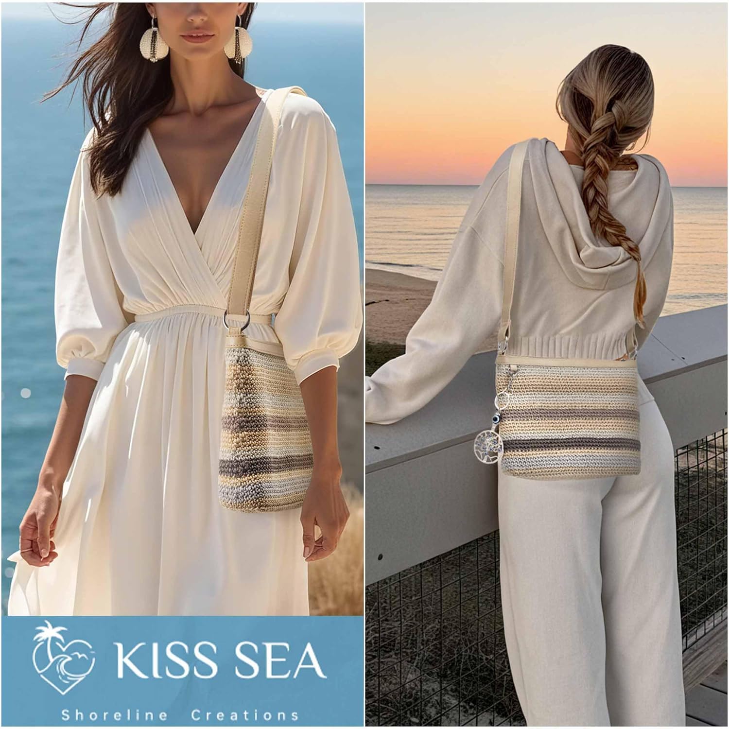 Crochet Bag for Women Beach Purse for Women Vacation on Spring Summer - Image 3