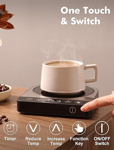 Miniatura 8 de Calentador de taza de café, calentador de tazas de 50 W para escritorio, calentador de taza de café, calentamiento rápido, placa calentadora de