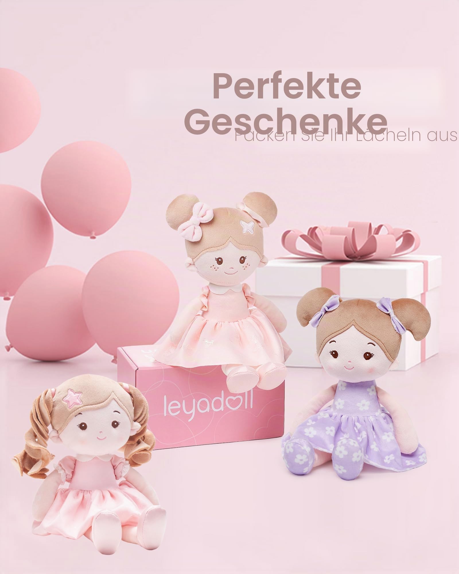 LeyaDoll Weiche Stoffpuppe (32cm), Geburtstags- & Taufgeschenk für Mädchen – Liebevolles Baby Spielzeug 0–3 Jahre – Mein erster Schutzengel –Starlet
