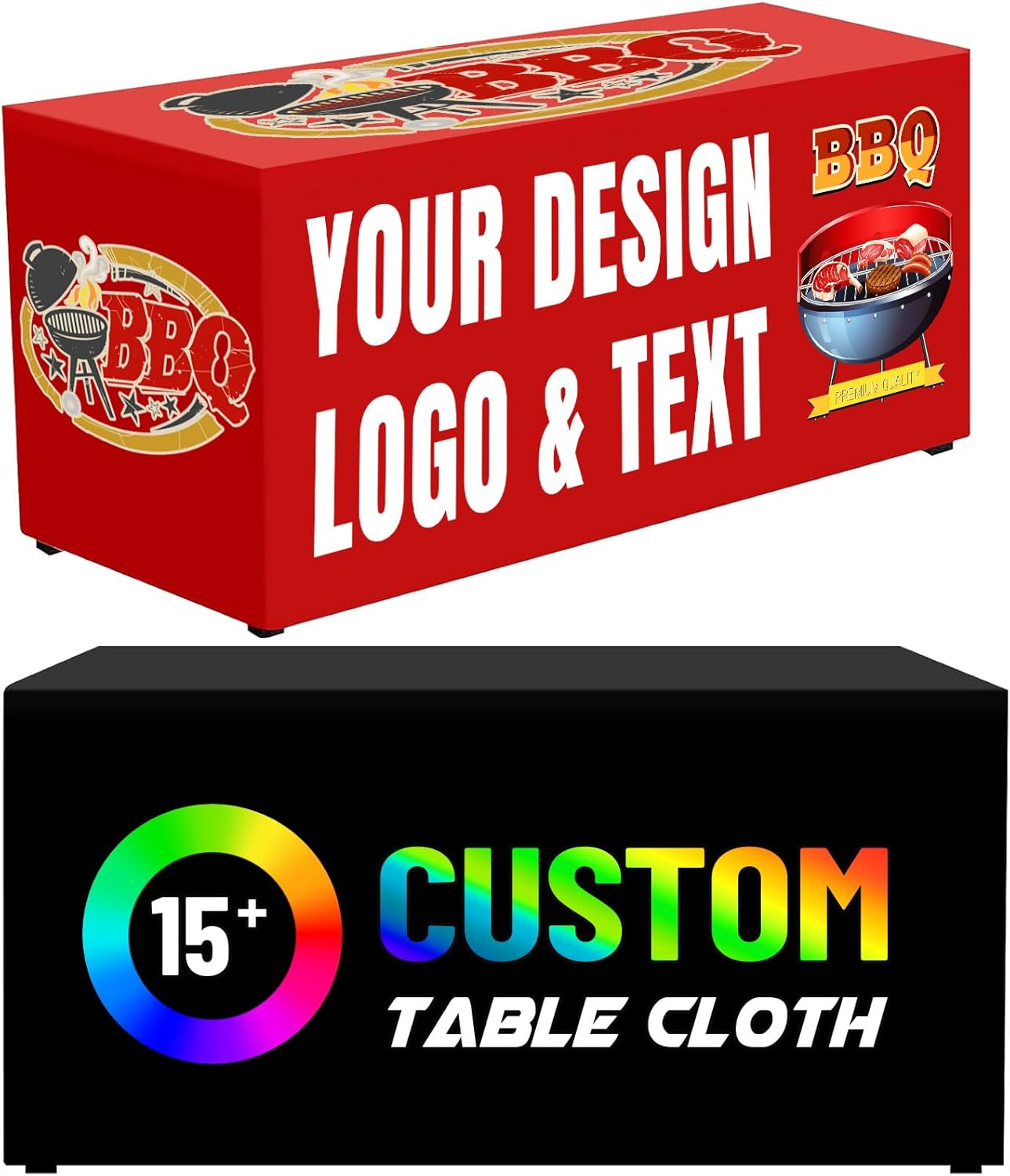 Custom Personalized Table Cloth with Business Logo Custom Tablecloth Customized Logo Fitted Table Cover Runner for Business Tradeshow Events Birthday Wedding Party 4FT 5FT 6FT 8FT