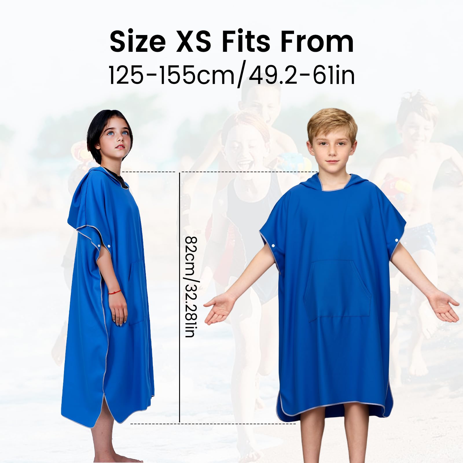 Zorplex Poncho Surf, Accappatoio Poncho in Microfibra con Cappuccio per Beach, Surfing, Nuoto, Cambiarsi, Asciugamano Tutto, Asciugatura Rapida & Leggera, Adatto a Uomini Donne Adulti (XS)