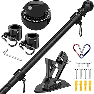 ZMTECH Flag Pole Kit for House, 6 FT Flag Pole with Bracket for Canada Flag, Stainless Steel Flag Pole for Outside House Garden Yard, Residential or Commerical Flag Pole Kit (Without Flag,Black)
