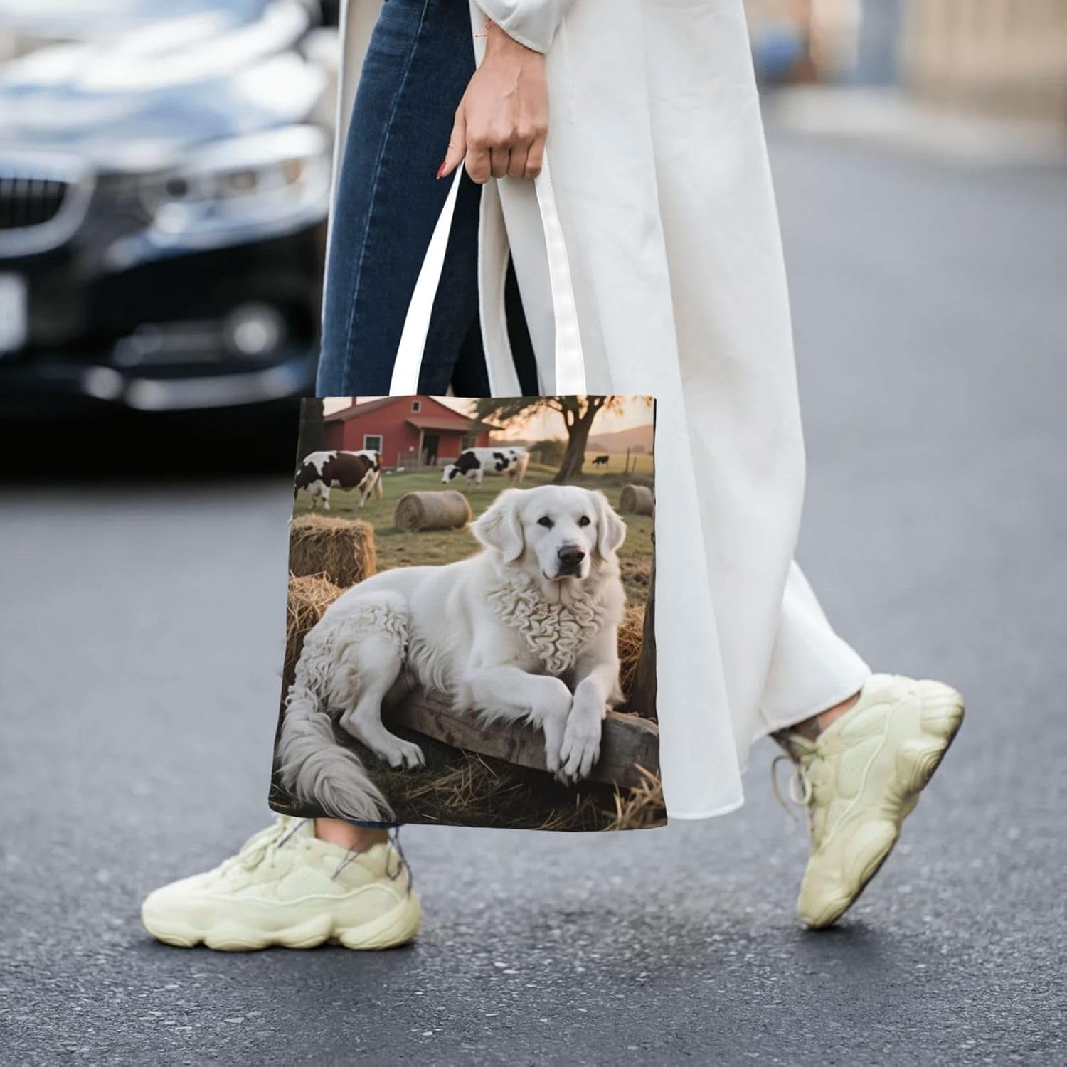 Reusable Tote Bag For Women, Lightweight Shoulder Shopping Bag For Work Beach Travel Everyday Use, 16 X 15 Inch image 2