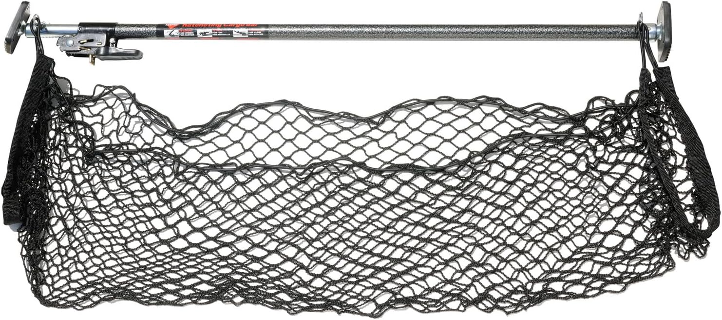 KEEPER Ratcheting Cargo Bar - Rubber, Black/Silver, Adjustable from 40"-70" - Comes with 60” x 24” Storage Net (5060), For Truck