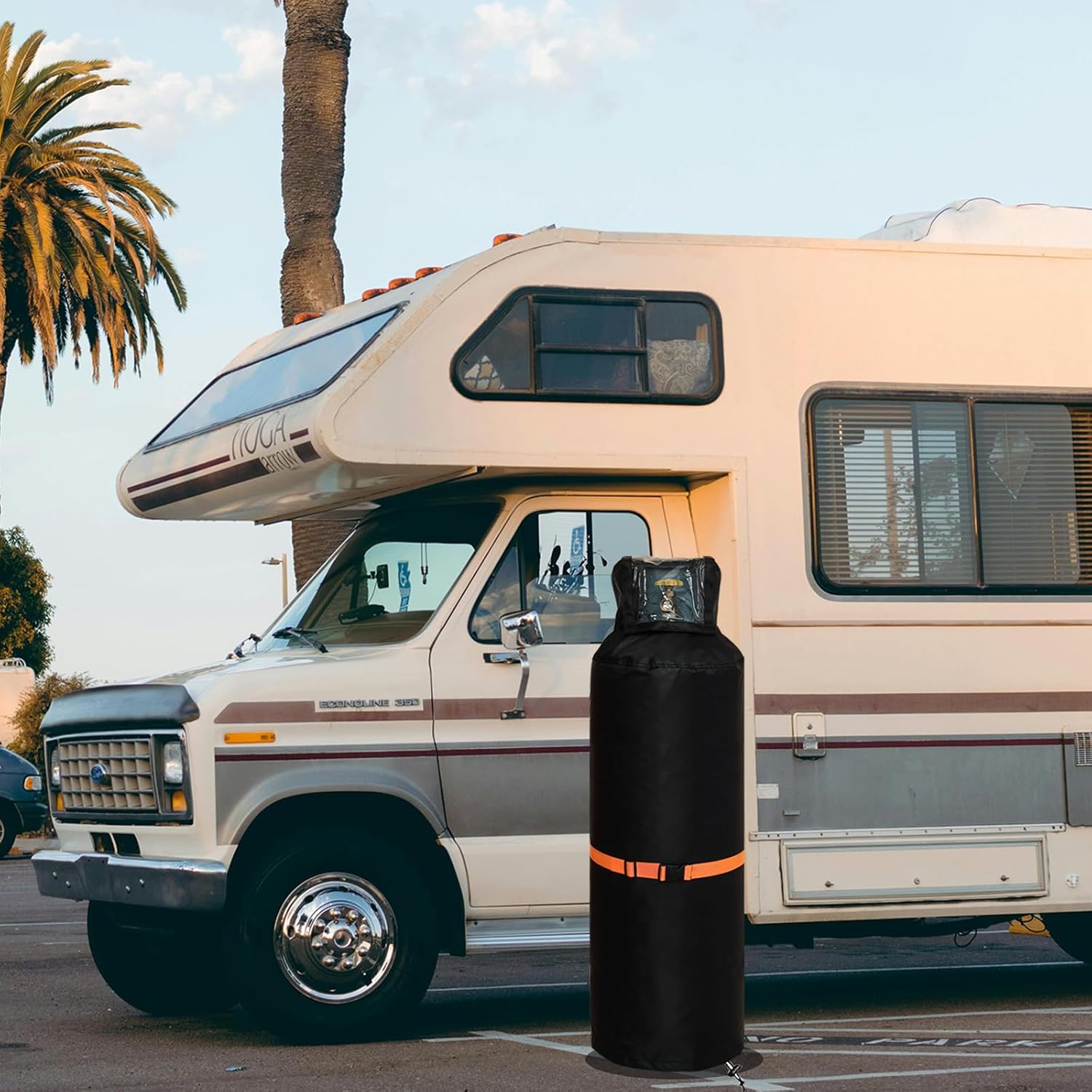 100lb Propane Tank Cover,Top opening,for 100 Pound Steel Propane Tank Cylinder, Heavy Duty Waterproof Double Deck Oxford,With Adjustable Buckle,UV protection,Black-15.7” Dia x 48.8” H