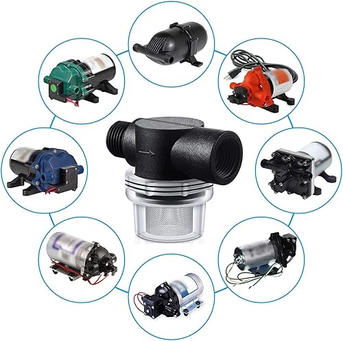 Miniatura 7 de Honoson 2 filtros de filtro de bomba de agua, repuesto para autocaravana, filtro de tubo de 12 torsión compatible con bombas WFCO o Shurflo,