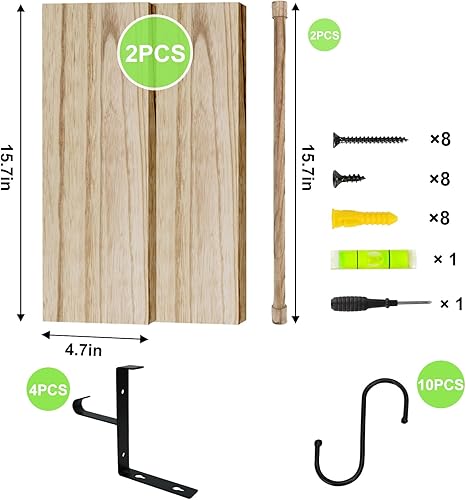 Miniatura 4 de Fixwal Estantes flotantes de pared con ganchos, estantes de madera rústica para barra de café para almacenamiento, estantes montados en la pared con