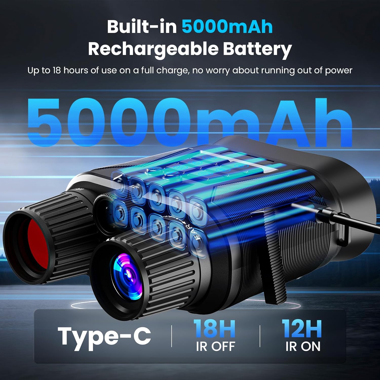 seanme Night Vision Goggles with Camera, 4K Night Vision Binoculars for Adults, 3280FT Infrared, 3" Large Screen, 8X Digital Zoom, 5000 mAh Battery and 32GB Memory Card for Saving Photos and Videos