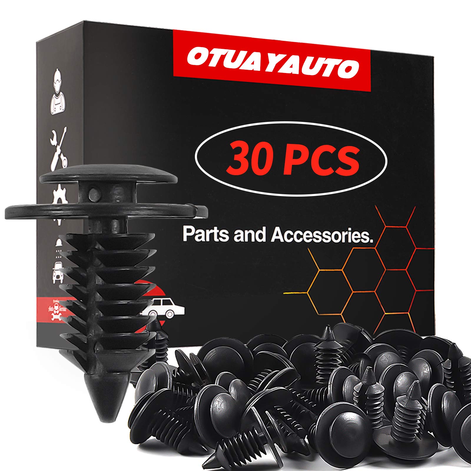 OTUAYAUTO 30PCS Interior Door Panel Clip, Fasteners Retainer Clips Replacement for Ford All Models, Replace OEM: N805155-S 6505878-AA