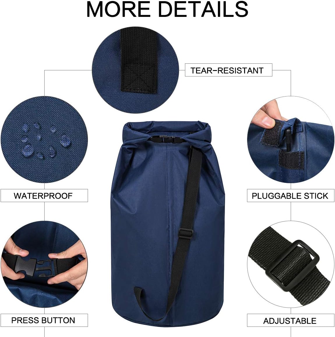 WOWLIVE Extra Large Foldable Laundry Bag Durable Laundry Basket Collapsible Laundry Hamper Backpack Laundry LinerDirty Clothes Hamper Standing Waterproof Hampers for Laundry Dorm Room(Dark blue)